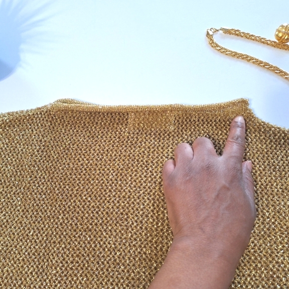 Cache Gold Shiny Glitter Mesh Top - Picture 15 of 16
